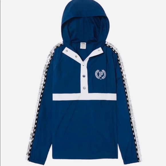 Victoria Secret Pink Bling Anorak Hoodie Jacket Sequence Windbreaker Coat New M - Picture 10 of 14